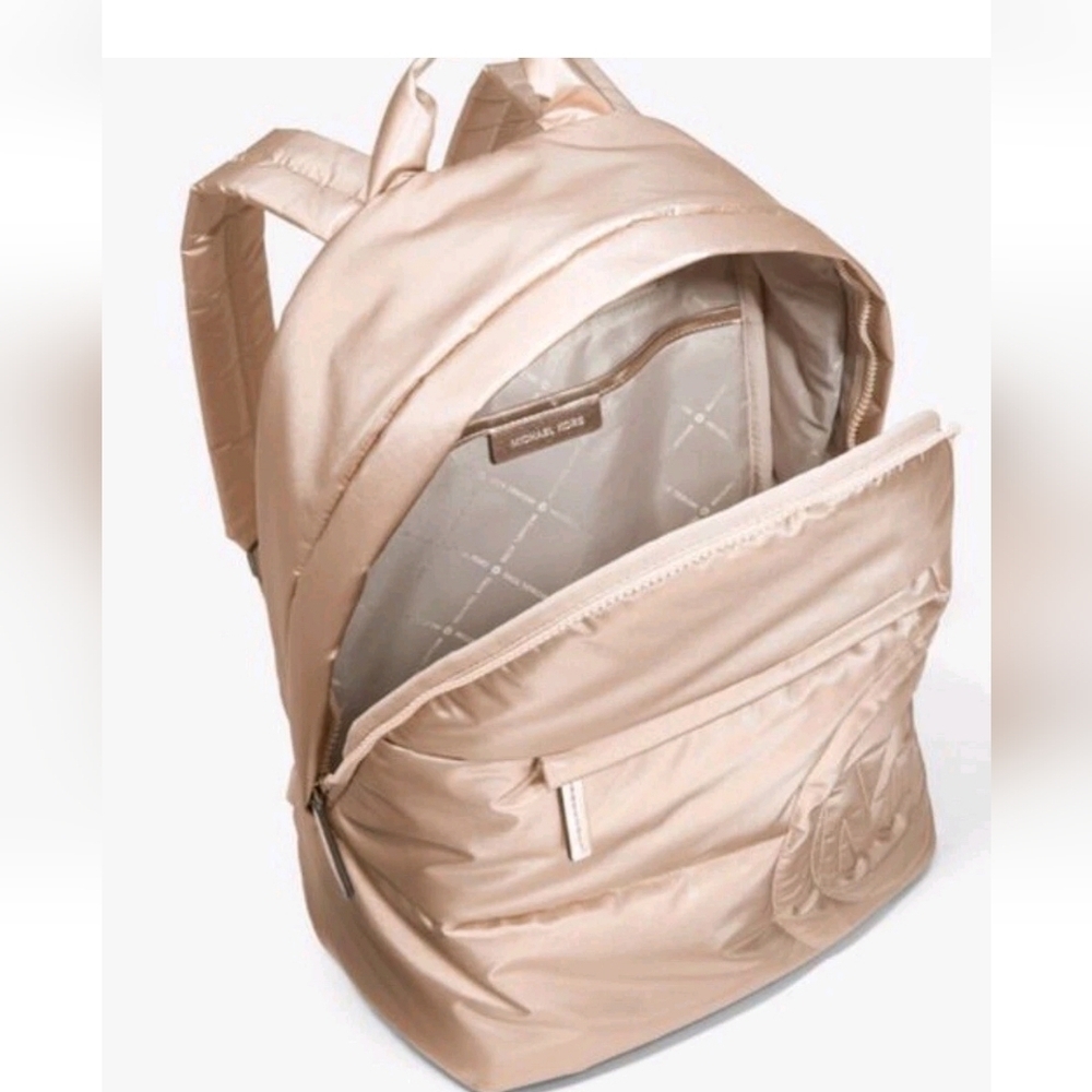 MICHAEL KORS Rae Medium Quilted Rose Gold Metallic Cotton Blend Backpack SEALED - Picture 5 of 9